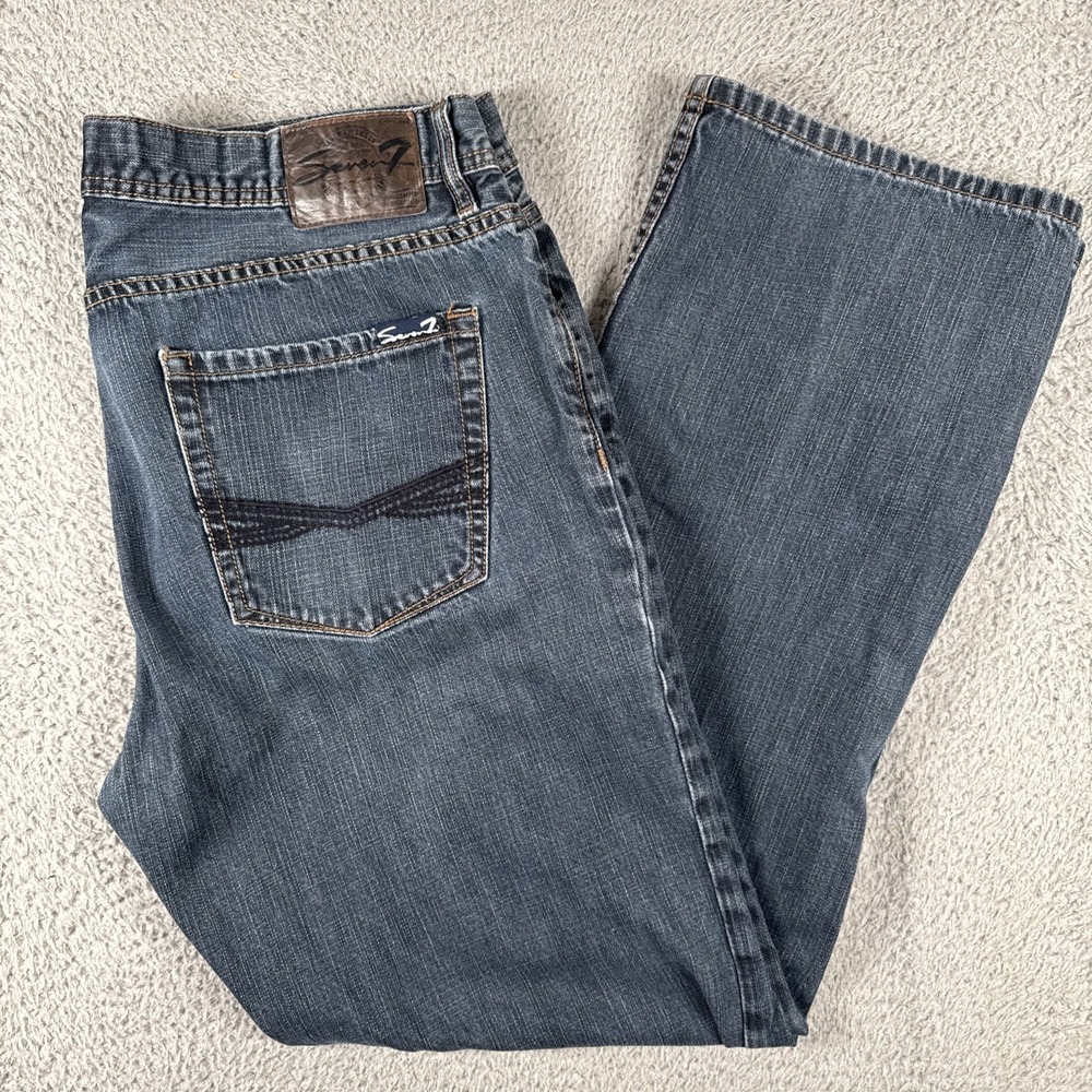 SEVEN7 Premium Denim Co Straight Fit Mens Jeans 38x34 (38x32) Dark Wash